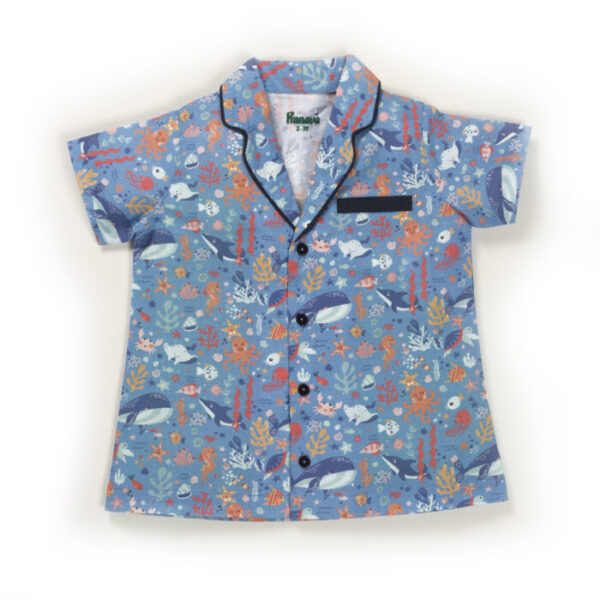 Unisex Baby Printed 100% Organic Cotton Sleepsuit - Indigo Blue - Image 2
