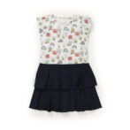 Kids Girls Printed 100%Organic Cotton Dress - White and Blue - Image 2