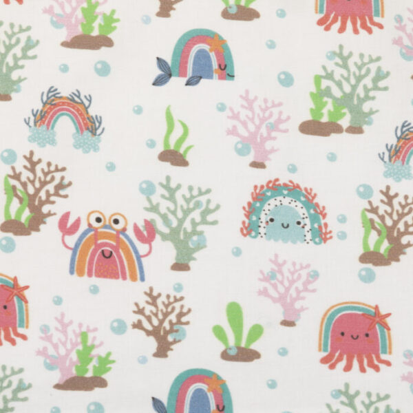 Kids Girls Printed 100%Organic Cotton Dress - White and Blue - Image 3