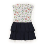 Kids Girls Printed 100%Organic Cotton Dress - White and Blue - Image 4