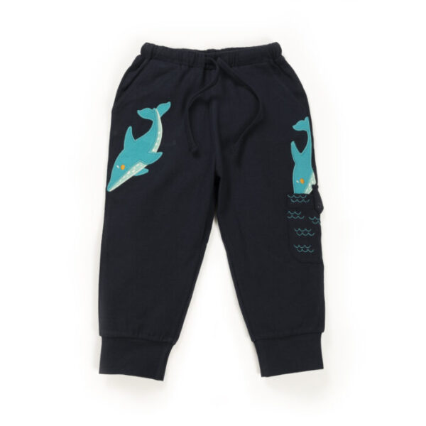 Kids Boys Graphic Printed PRANAVA 100% Organic Cotton Pants - Turquoise Blue - Image 2
