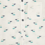 Kids Boys Printed 100%Organic Cotton Shirt - White and Blue - Image 3