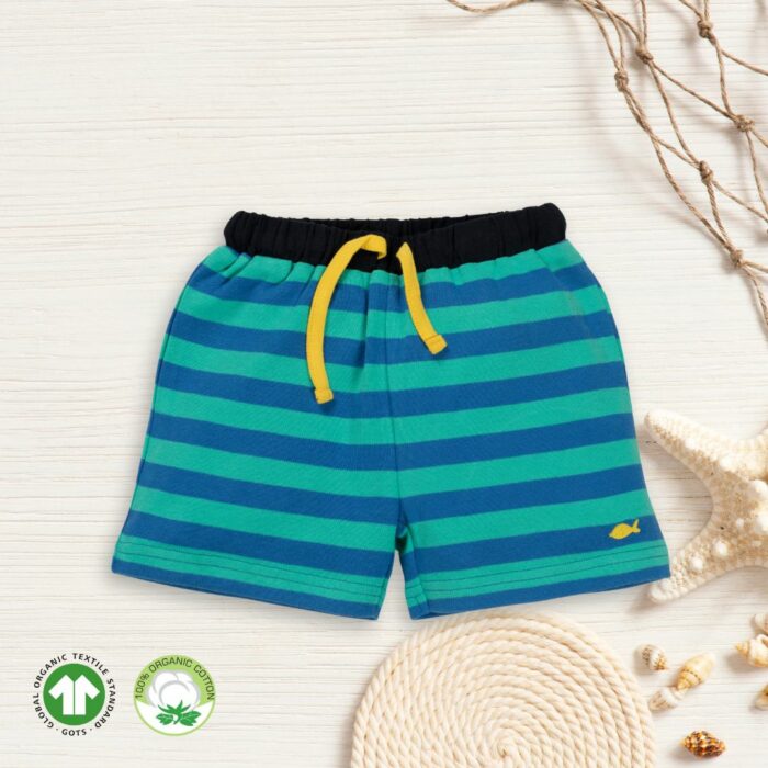 _FIRST CRY FINAL Unisex Baby Stripes 100%Organic cotton Sea Life Shorts - Dark Blue - Image 1