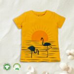 Kids Boys Printed 100%Organic Cotton T-Shirt - Yellow and Black