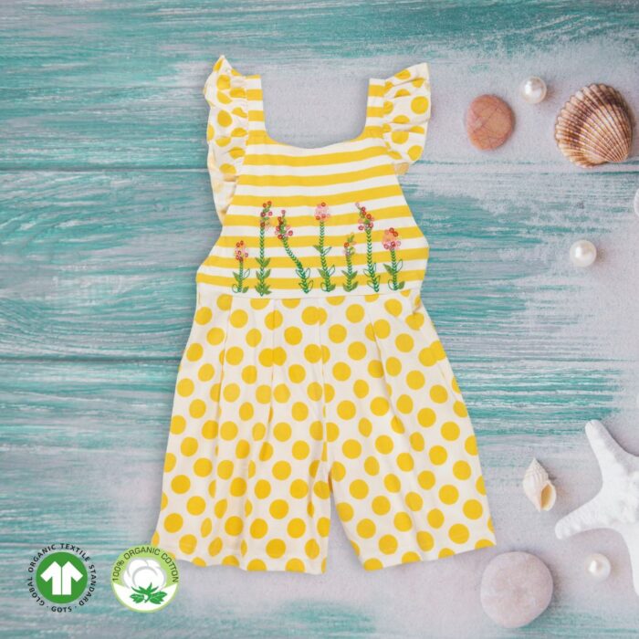 _FIRST CRY FINAL Yellow and White Sleeveless Dungaree