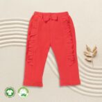 Baby Girls 100%Organic Cotton Leggings with frills - Dark Pink
