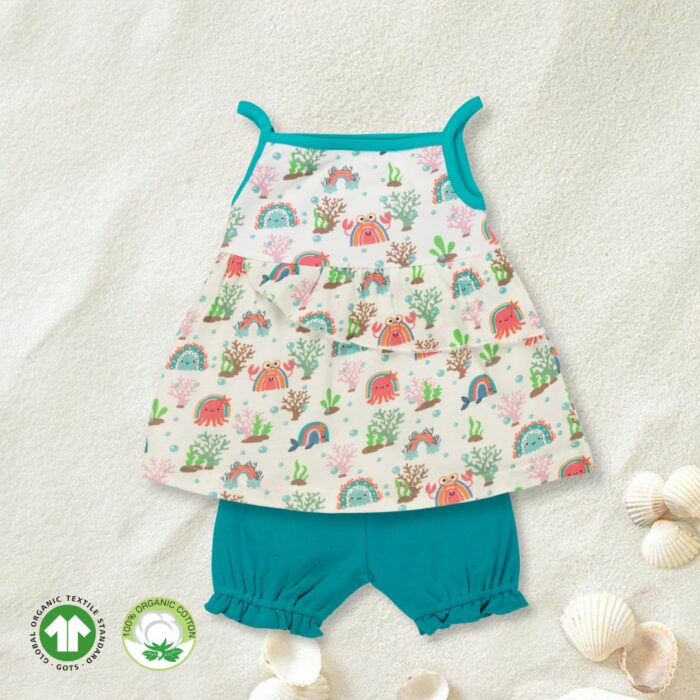 _FIRST CRY FINAL_ Baby Girls 100% Organic Cotton Top and Shorts - Powder Blue - Image 1