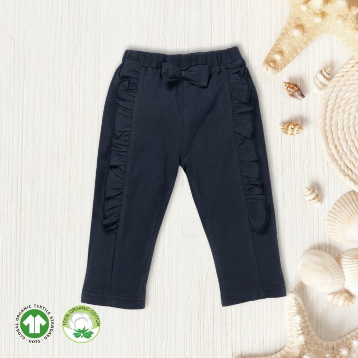 _FIRST CRY FINAL_ Baby Girls Embroidered 100% Organic Cotton Leggings - Bugle Blue - Image 1