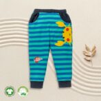 Kids Boys Stripes and Graphic Printed 100% Organic Cotton Pants - Dark Blue and Cerulean Blue