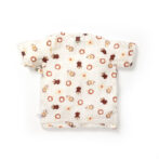 Unisex Baby Damru Printed 100% Organic Cotton Jhabla and Langot Set - White and Brown - Image 3