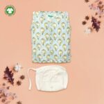 Unisex Baby Shankh Printed 100% Organic Cotton Jhabla and Langot Set - White and Sky Blue