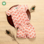 Unisex Baby Kolam Printed 100% Organic Cotton Jhabla and Shorts Set - White