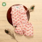 Unisex Baby Batik Printed 100% Organic Cotton Jhabla and Shorts Set - White
