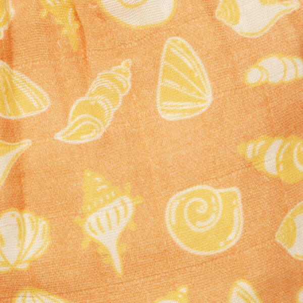 Unisex Baby Seashell Printed 100% Organic Cotton Jhabla and Shorts Set - Orange - Image 4