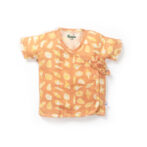 Unisex Baby Seashell Printed 100% Organic Cotton Jhabla and Langot Set - Orange and White - Image 2