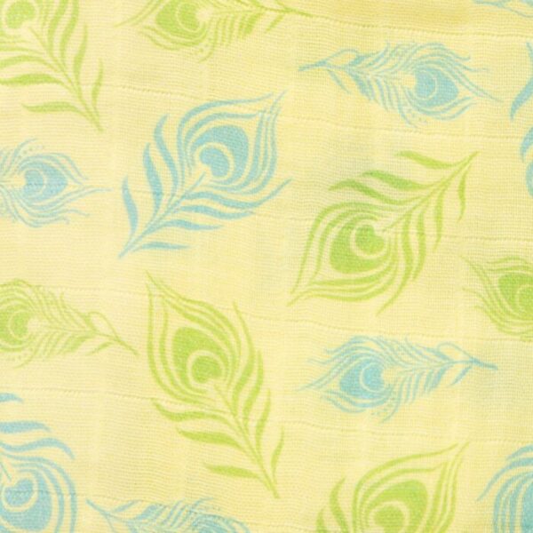 Baby Girls Peacock Feather Printed 100% Organic Cotton Jhabla and Shorts Set - Light Yellow - Image 4