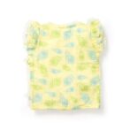Baby Girls Peacock Feather Printed 100% Organic Cotton Jhabla and Shorts Set - Light Yellow - Image 3