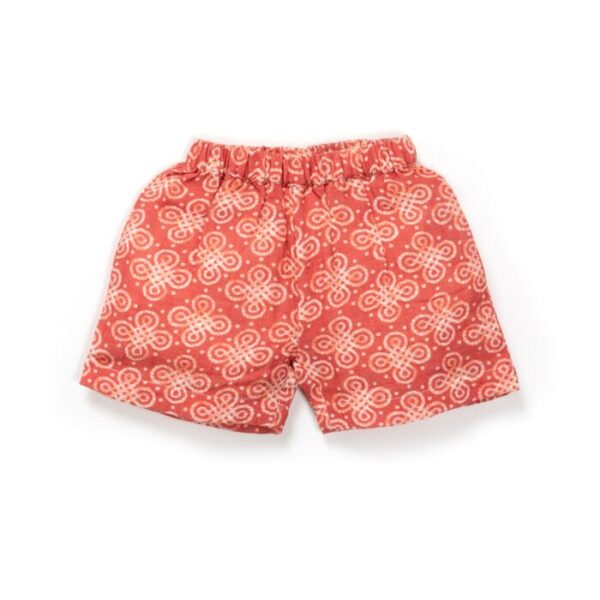 Baby Girls Batik Printed 100% Organic Cotton Jhabla and Shorts Set - Maroon - Image 6