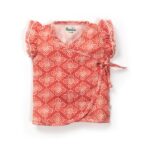 Baby Girls Batik Printed 100% Organic Cotton Jhabla and Shorts Set - Maroon - Image 2
