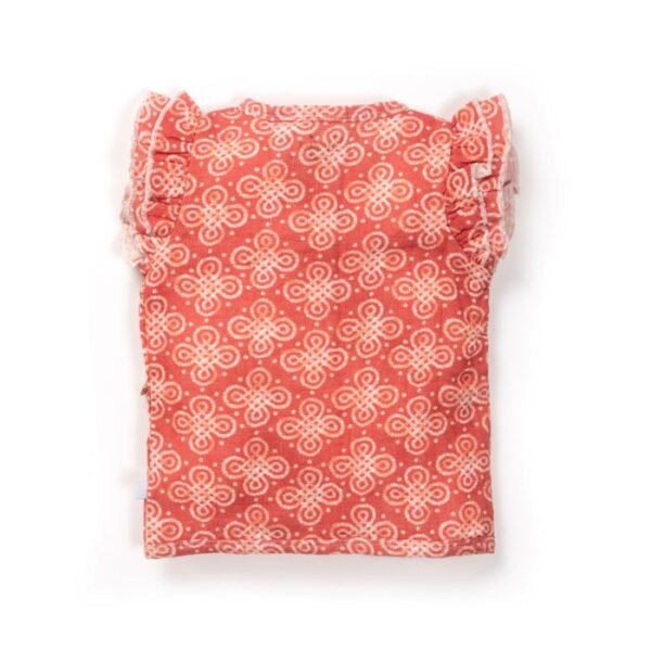 Baby Girls Batik Printed 100% Organic Cotton Jhabla and Shorts Set - Maroon - Image 3