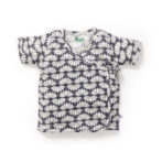 Unisex Baby Lotus Printed 100% Organic Cotton Jhabla and Langot Set - Navy - Image 2