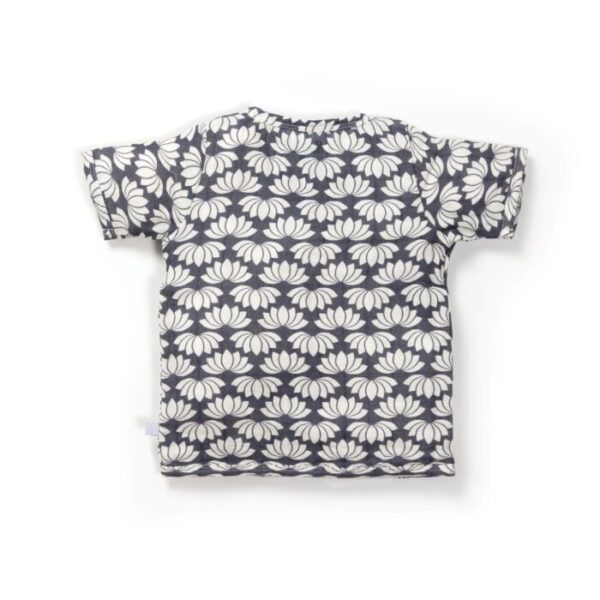 Unisex Baby Lotus Printed 100% Organic Cotton Jhabla and Shorts Set - Navy - Image 3