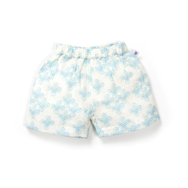 Baby Girls Kolam Printed 100% Organic Cotton Jhabla and Shorts Set - White - Image 5