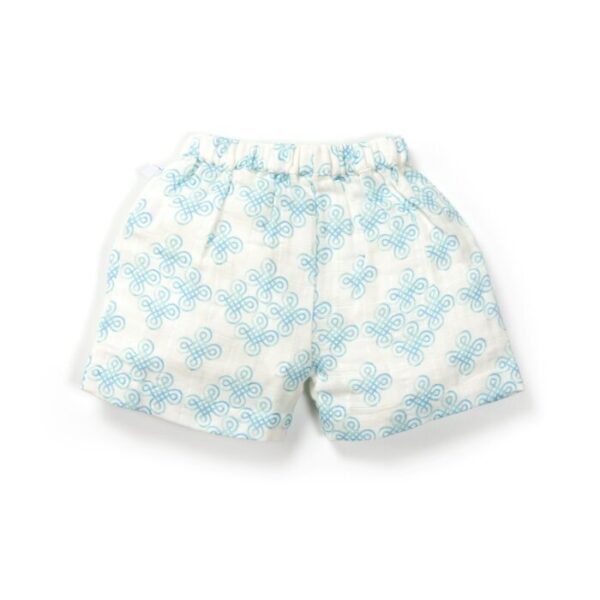 Baby Girls Kolam Printed 100% Organic Cotton Jhabla and Shorts Set - White - Image 6