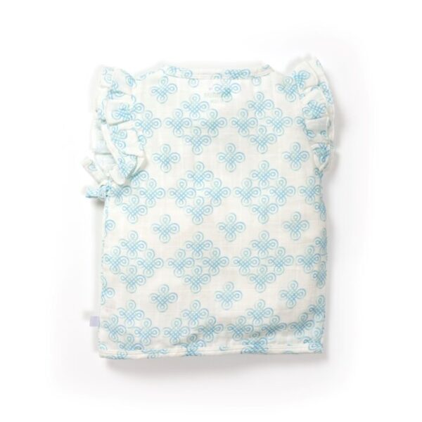 Baby Girls Kolam Printed 100% Organic Cotton Jhabla and Shorts Set - White - Image 3