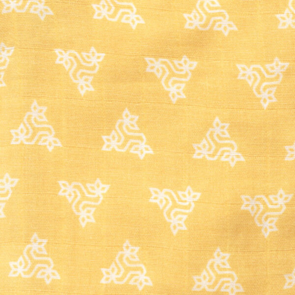 Baby Girls Triangle Printed 100% Organic Cotton Jhabla and Langot Set - Yellow and White - Image 4