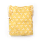 Baby Girls Triangle Printed 100% Organic Cotton Jhabla and Langot Set - Yellow and White - Image 3