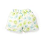 Unisex Baby Peacock Feather Printed 100% Organic Cotton Jhabla and Shorts Set - White - Image 4