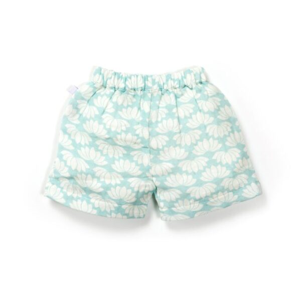 Unisex Baby Lotus Printed 100% Organic Cotton Jhabla and Shorts Set - Sky Blue - Image 6