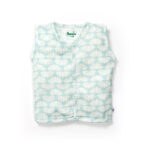 Unisex Baby Lotus Printed 100% Organic Cotton Jhabla and Langot Set - White and Sky Blue - Image 2