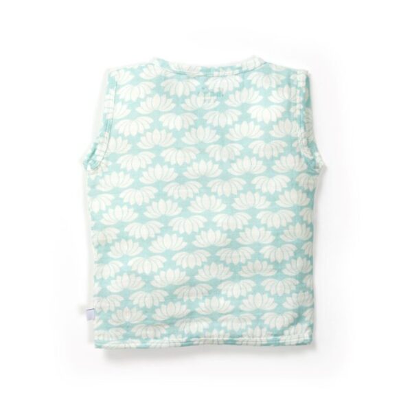 Unisex Baby Lotus Printed 100% Organic Cotton Jhabla and Shorts Set - Sky Blue - Image 3