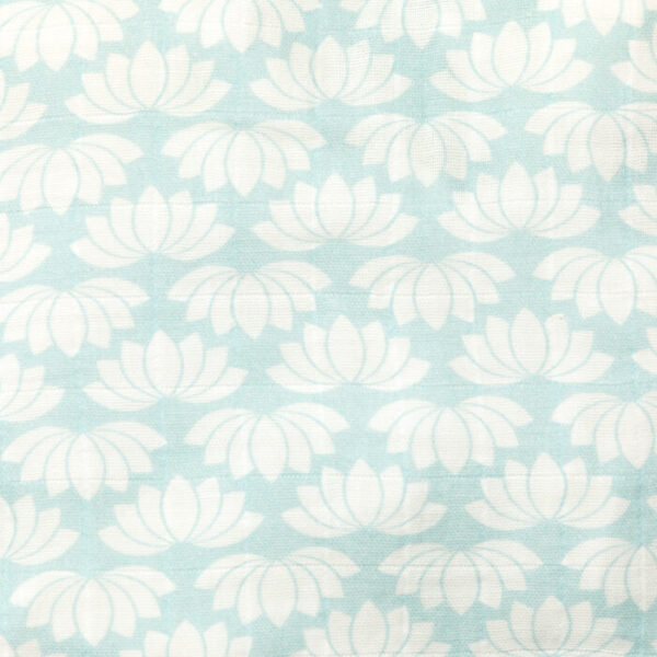 Unisex Baby Lotus Printed 100% Organic Cotton Jhabla and Langot Set - White and Sky Blue - Image 4