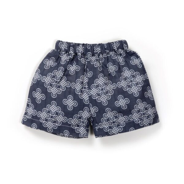 Unisex Baby Kolam Printed 100% Organic Cotton Jhabla and Shorts Set - Navy - Image 5