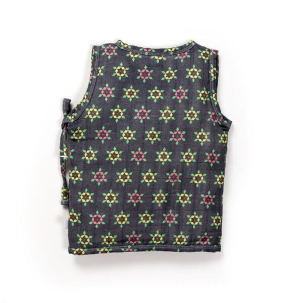 Unisex Baby Geometric Printed 100% Organic Cotton Jhabla and Shorts Set - Navy - Image 3