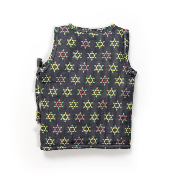Unisex Baby Geometric Printed 100% Organic Cotton Jhabla, Langot and Cap Set - Navy and White - Image 3