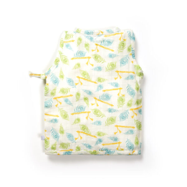 Unisex Baby Feather and Flute Printed 100% Organic Cotton Jhabla and Langot Set - White - Image 3