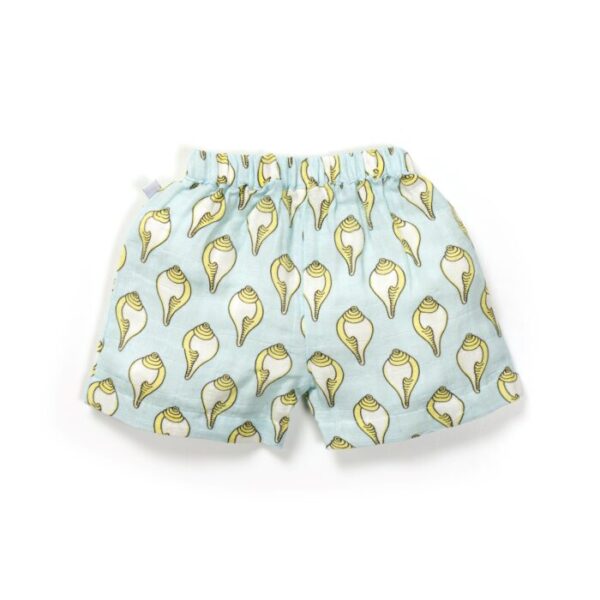 Unisex Baby Shankh Printed 100% Organic Cotton Jhabla and Shorts Set - Sky Blue - Image 6