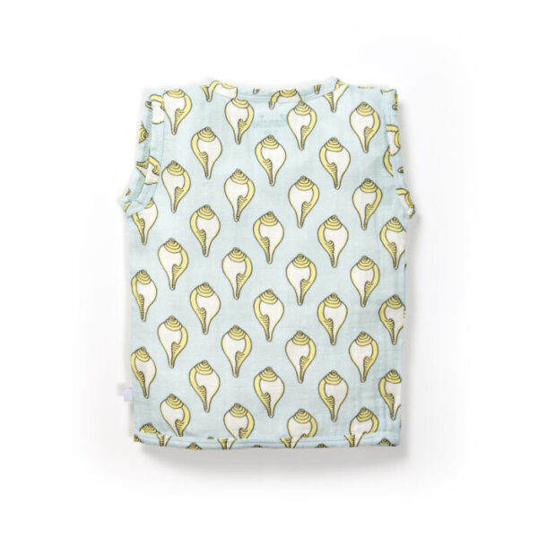 Unisex Baby Shankh Printed 100% Organic Cotton Jhabla and Langot Set - White and Sky Blue - Image 3