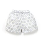 Unisex Baby Geometric Design Printed 100% Organic Cotton Jhabla and Shorts Set - White - Image 5