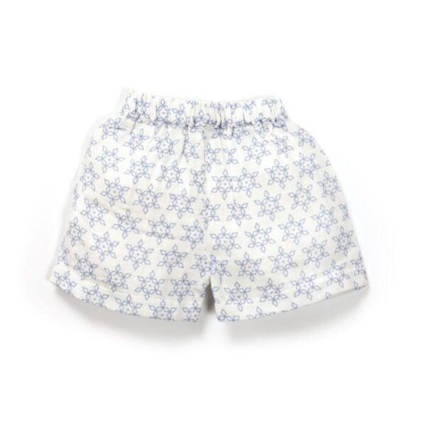 Unisex Baby Geometric Design Printed 100% Organic Cotton Jhabla and Shorts Set - White - Image 5