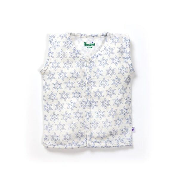 Unisex Baby Geometric Design Printed 100% Organic Cotton Jhabla and Shorts Set - White - Image 2
