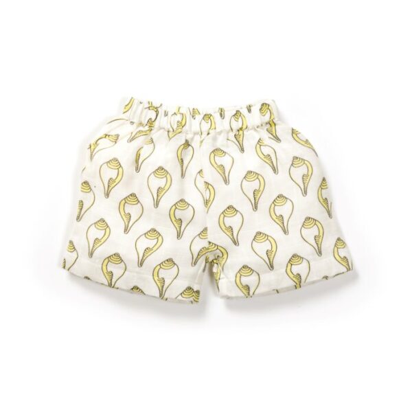 Unisex Baby Shankh Printed 100% Organic Cotton Jhabla and Shorts Set - White - Image 6