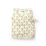 Unisex Baby Shankh Printed 100% Organic Cotton Jhabla and Shorts Set - White - Image 2
