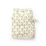 Unisex Baby Shankh Printed 100% Organic Cotton Jhabla Langot and Cap Set - White - Image 2