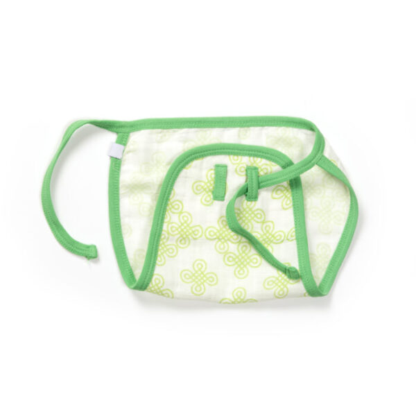 Unisex Baby Kolam Printed 100% Organic Cotton Jhabla, Langot and Cap Set - White - Image 6