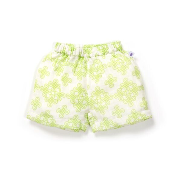 Unisex Baby Kolam Printed 100% Organic Cotton Jhabla and Shorts Set - White - Image 5